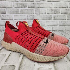 Nike React Phantom Run Flyknit 2 Men's Size 14 Red Athletic Running Slip On Shoe